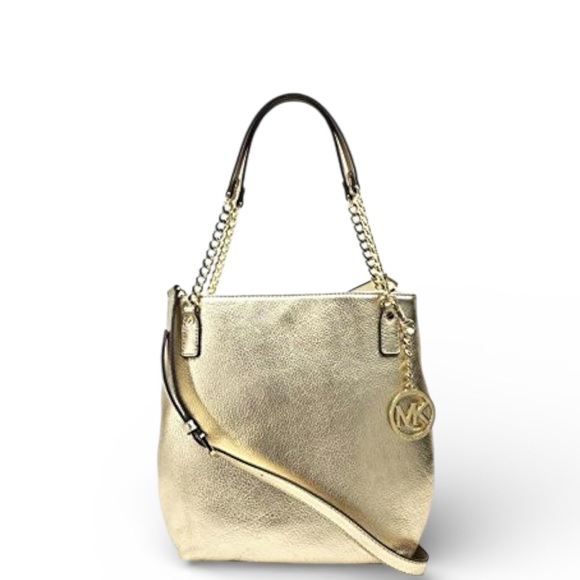 Michael Kors Handbags - Michael Kors Jet Set Medium Leather Messenger – Golden